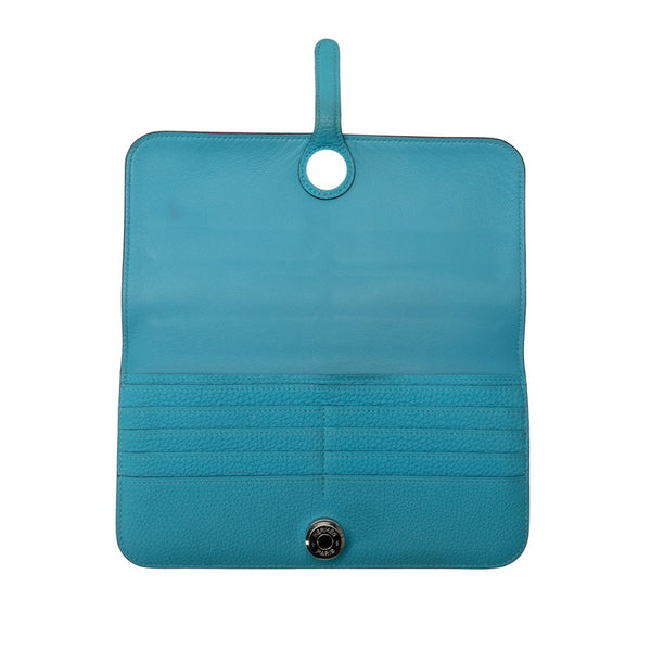 エルメス ドゴンロング 長財布 ブルーデュノール トゴ レディース HERMES 【中古】