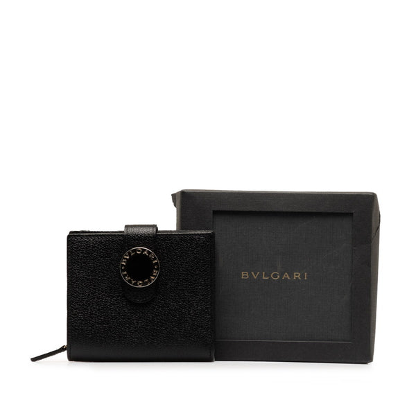 ブルガリ ブルガリブルガリ 二つ折り財布 22263 ブラック シルバー レザー レディース BVLGARI 【中古】