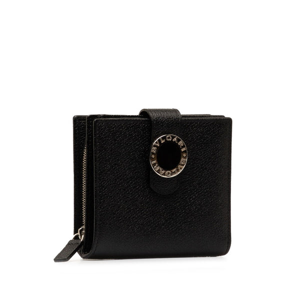 ブルガリ ブルガリブルガリ 二つ折り財布 22263 ブラック シルバー レザー レディース BVLGARI 【中古】