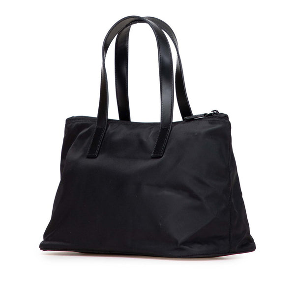 プラダ 三角ロゴプレート トートバッグ ハンドバッグ ブラック ナイロン レディース PRADA 【中古】