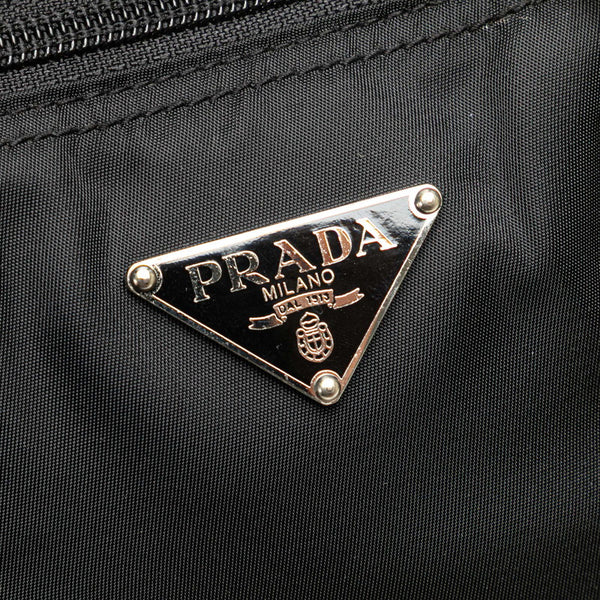 プラダ 三角ロゴプレート トートバッグ ハンドバッグ ブラック ナイロン レディース PRADA 【中古】