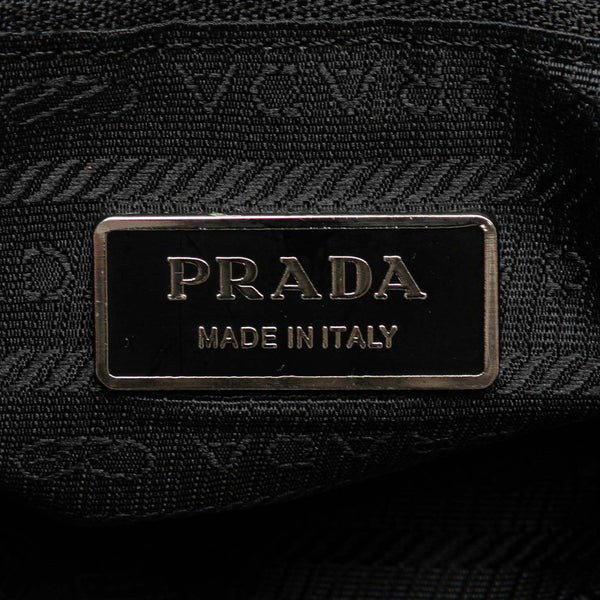 プラダ 三角ロゴプレート トートバッグ ハンドバッグ ブラック ナイロン レディース PRADA 【中古】