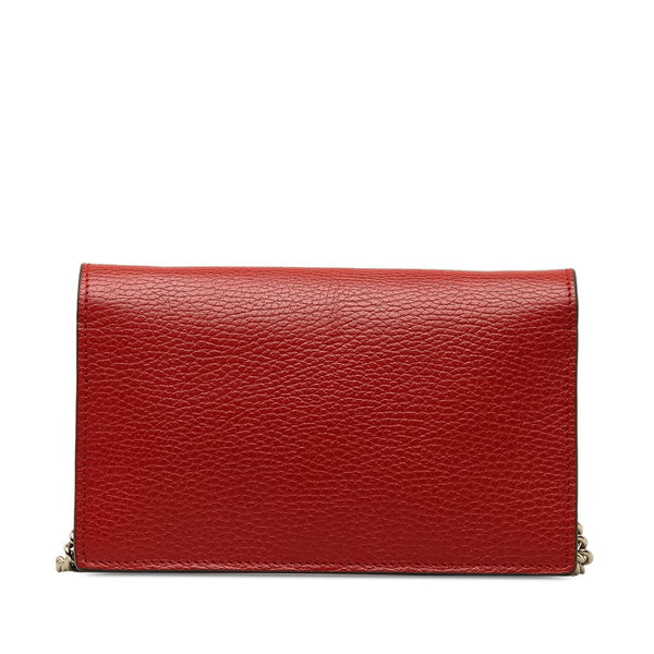 グッチ インターロッキングG 斜め掛け チェーン ショルダーバッグ 510314 レッド レザー レディース GUCCI 【中古】