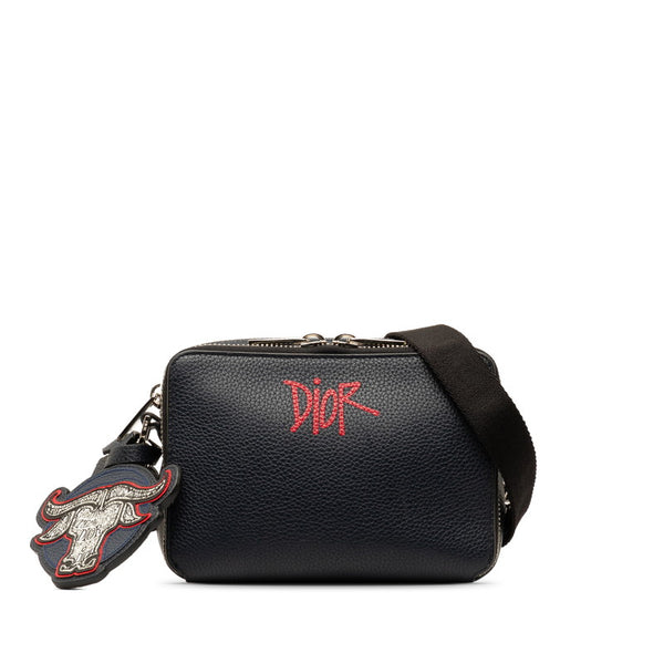ディオール STUSSYコラボ ショルダーバッグ 2ESBC119GDS ネイビー レッド レザー メンズ Dior 【中古】