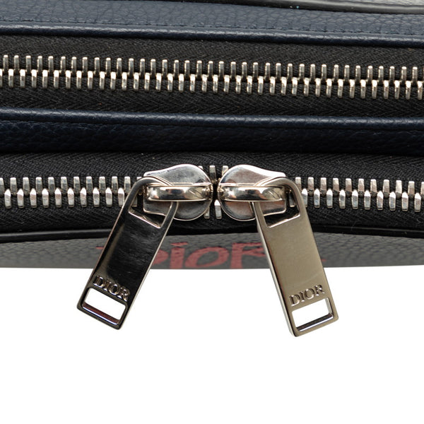 ディオール STUSSYコラボ ショルダーバッグ 2ESBC119GDS ネイビー レッド レザー メンズ Dior 【中古】
