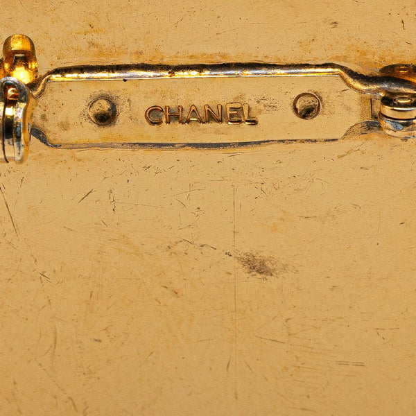 シャネル COCO ロゴ ラウンド ブローチ ゴールド ブラック メッキ レディース CHANEL 【中古】