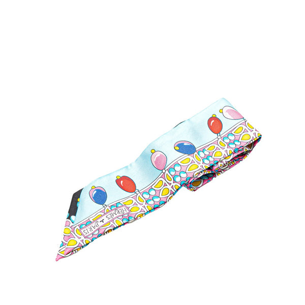 エルメス ツイリー Parures Des MAHARAJA マハラジャの装身具 スカーフ ブルー マルチカラー シルク レディース HERMES 【中古】