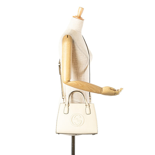 グッチ インターロッキングG ソーホー ハンドバッグ ショルダーバッグ 2WAY 607722 アイボリー レザー レディース GUCCI 【中古】