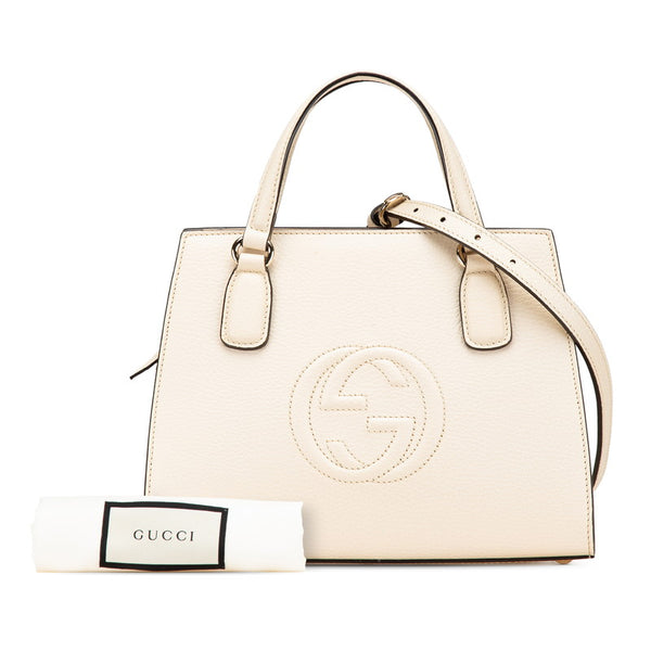 グッチ インターロッキングG ソーホー ハンドバッグ ショルダーバッグ 2WAY 607722 アイボリー レザー レディース GUCCI 【中古】
