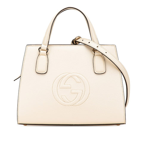 グッチ インターロッキングG ソーホー ハンドバッグ ショルダーバッグ 2WAY 607722 アイボリー レザー レディース GUCCI 【中古】