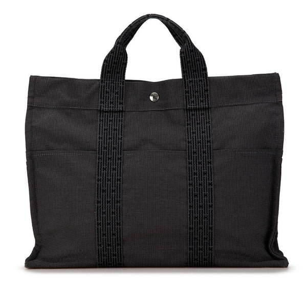 エルメス エールライン トートMM ハンドバッグ トートバッグ グレー キャンバス レディース HERMES 【中古】