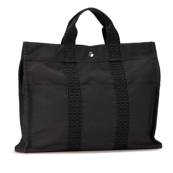 エルメス エールライン トートMM ハンドバッグ トートバッグ グレー キャンバス レディース HERMES 【中古】