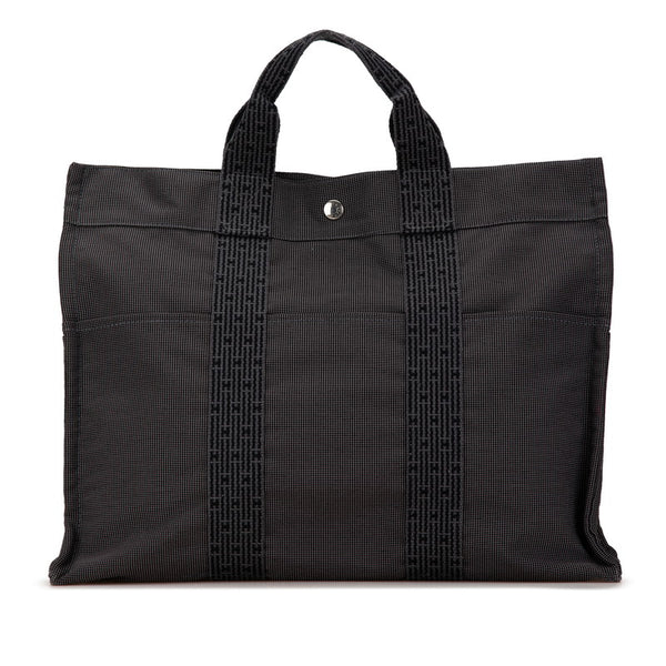 エルメス エールライン トートMM ハンドバッグ トートバッグ グレー キャンバス レディース HERMES 【中古】