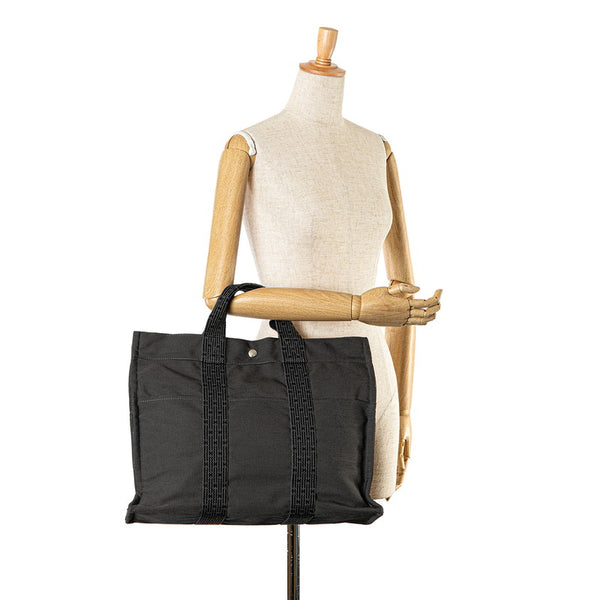 エルメス エールライン トートMM ハンドバッグ トートバッグ グレー キャンバス レディース HERMES 【中古】