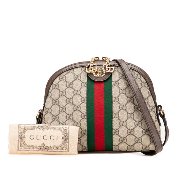 グッチ オフィディア シェリーライン 斜め掛けショルダーバッグ 499621 ブラウン ベージュ スウェード レザー レディース GUCCI 【中古】