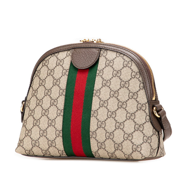 グッチ オフィディア シェリーライン 斜め掛けショルダーバッグ 499621 ブラウン ベージュ スウェード レザー レディース GUCCI 【中古】