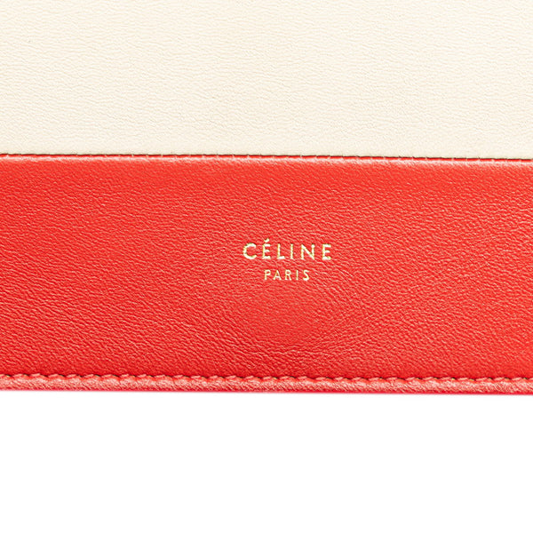 セリーヌ フレーム イブニングバッグ チェーンショルダーウォレット レッド ベージュ レザー レディース CELINE 【中古】