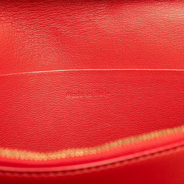 セリーヌ フレーム イブニングバッグ チェーンショルダーウォレット レッド ベージュ レザー レディース CELINE 【中古】