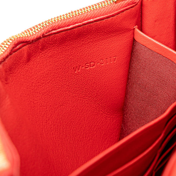セリーヌ フレーム イブニングバッグ チェーンショルダーウォレット レッド ベージュ レザー レディース CELINE 【中古】