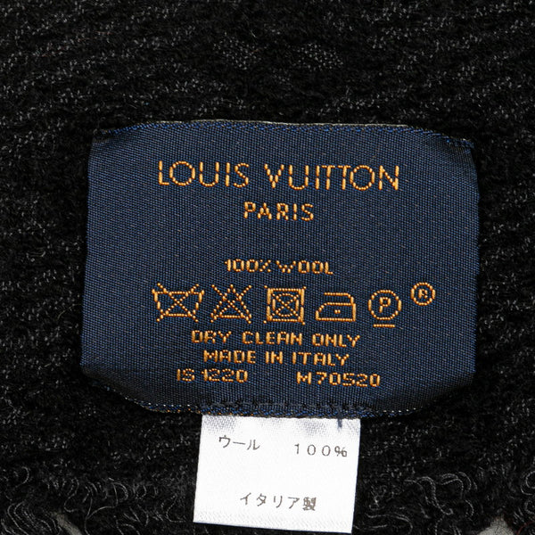 ルイ ヴィトン エシャルプ モノグラム クラシック マフラー M70520 ノワール ブラック ウール メンズ LOUIS VUITTON 【中古】
