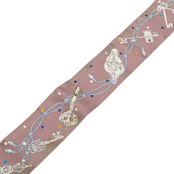 エルメス ツイリー LES CLES A POIS レ クレ ア ポア スカーフ マロングラッセ パープル シルク レディース HERMES 【中古】