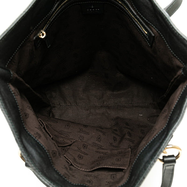 グッチ グッチシマ インターロッキングG トートバッグ 247237 ブラック レザー レディース GUCCI 【中古】