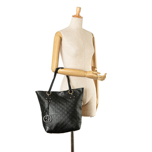 グッチ グッチシマ インターロッキングG トートバッグ 247237 ブラック レザー レディース GUCCI 【中古】