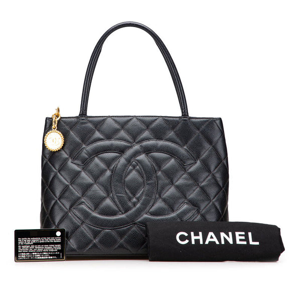 シャネル マトラッセ 復刻トート ココマーク トートバッグ ブラック キャビアスキン レディース CHANEL 【中古】