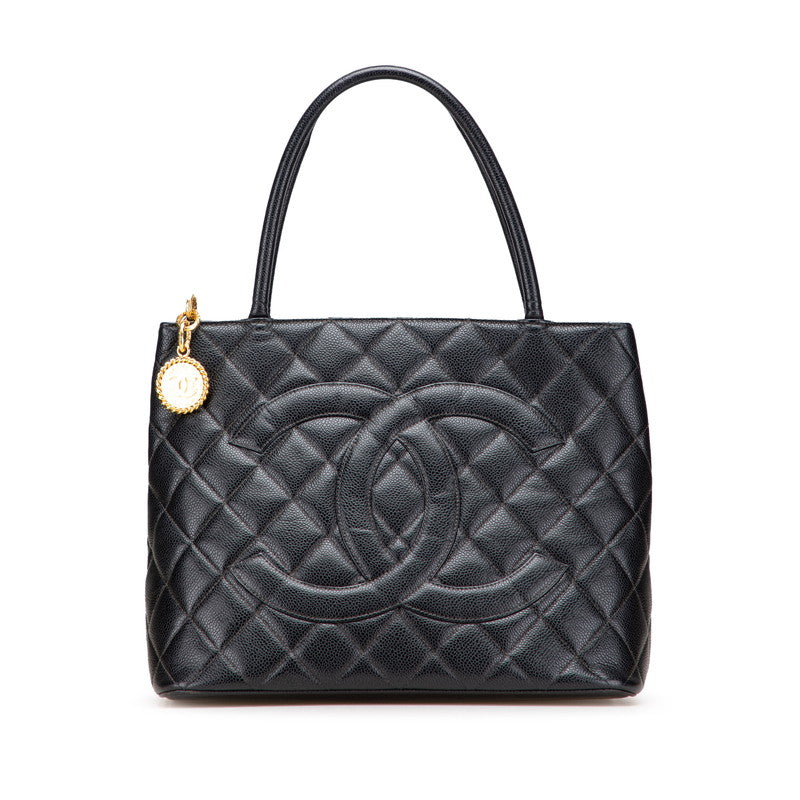 シャネル マトラッセ 復刻トート ココマーク トートバッグ ブラック キャビアスキン レディース CHANEL 【中古】