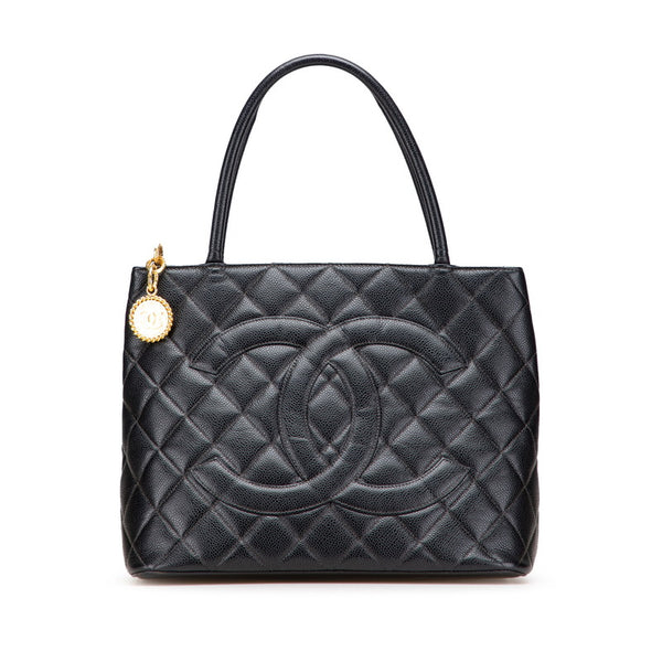 シャネル マトラッセ 復刻トート ココマーク トートバッグ ブラック キャビアスキン レディース CHANEL 【中古】