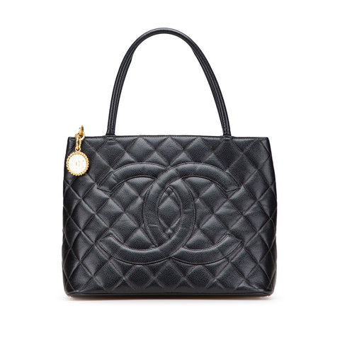 シャネル マトラッセ 復刻トート ココマーク トートバッグ ブラック キャビアスキン レディース CHANEL 【中古】