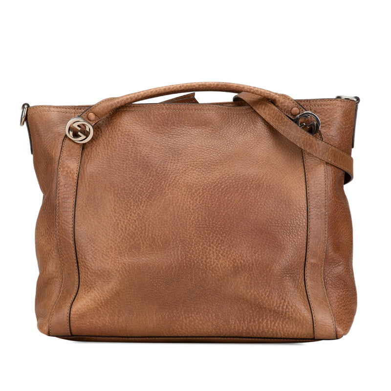 グッチ インターロッキングG ハンドバッグ ショルダーバッグ 2WAY 323675 ブラウン レザー レディース GUCCI 【中古】