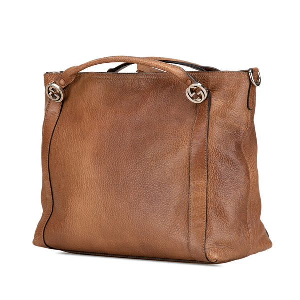 グッチ インターロッキングG ハンドバッグ ショルダーバッグ 2WAY 323675 ブラウン レザー レディース GUCCI 【中古】