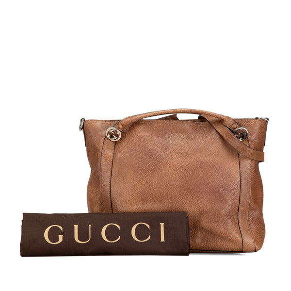 グッチ インターロッキングG ハンドバッグ ショルダーバッグ 2WAY 323675 ブラウン レザー レディース GUCCI 【中古】