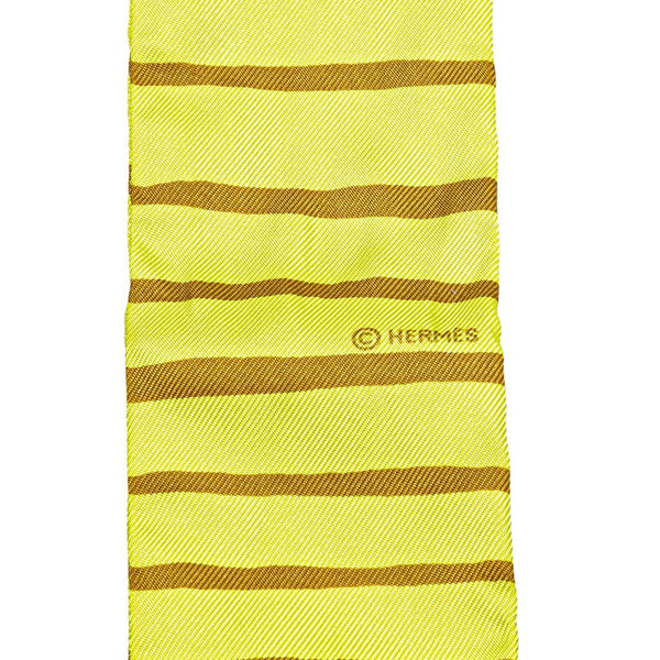エルメス ツイリー 地中海 スカーフ イエロー ブラウン シルク レディース HERMES 【中古】