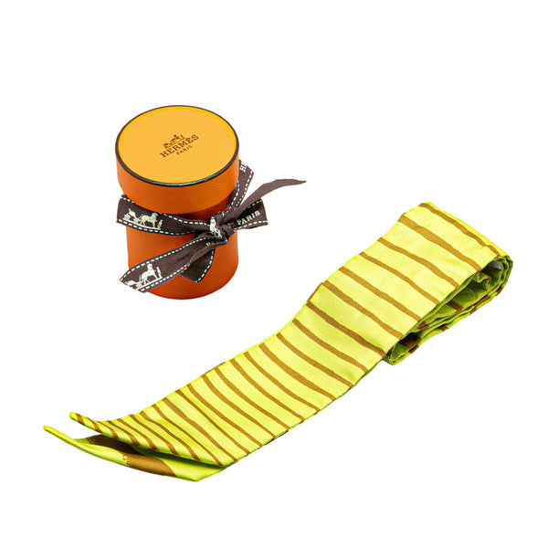 エルメス ツイリー 地中海 スカーフ イエロー ブラウン シルク レディース HERMES 【中古】