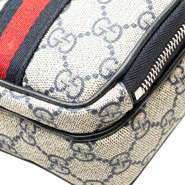 グッチ GGスプリーム オフィディア 斜め掛け ショルダーバッグ 671682 ベージュ ネイビー PVC レザー レディース GUCCI 【中古】