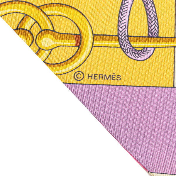 エルメス ツイリー Cliquetis クリケティス スカーフ イエロー マルチカラー シルク レディース HERMES 【中古】