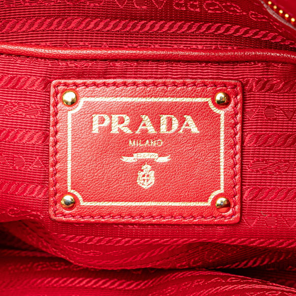 プラダ ナッパ ハンドバッグ ショルダーバッグ 2WAY レッド レザー レディース PRADA 【中古】