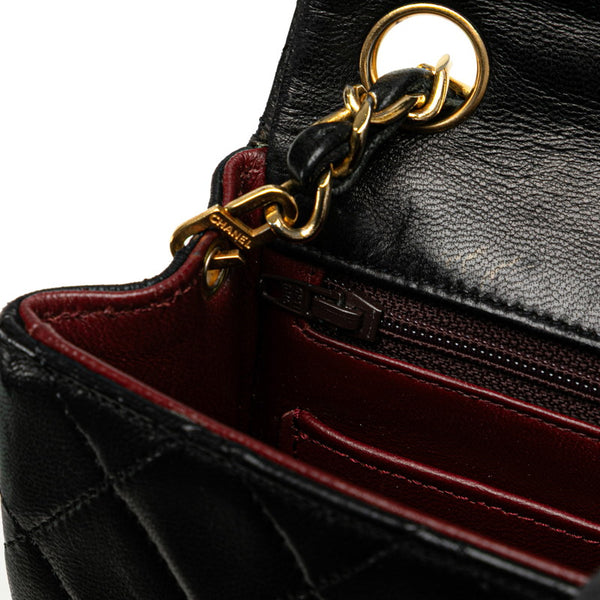 シャネル ミニマトラッセ ココマーク チェーン ショルダーバッグ ブラック ラムスキン レディース CHANEL 【中古】