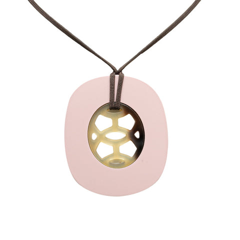 エルメス ネックレス ピンク ブラウン バッファローホーン ラッカーウッド レディース HERMES 【中古】