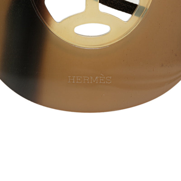 エルメス ネックレス ピンク ブラウン バッファローホーン ラッカーウッド レディース HERMES 【中古】