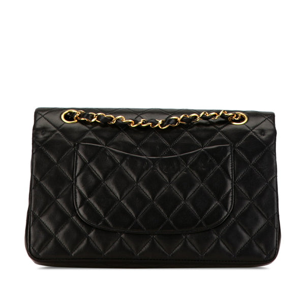 シャネル マトラッセ25 ココマーク ダブルフラップ チェーン ショルダーバッグ ブラック ラムスキン レディース CHANEL 【中古】