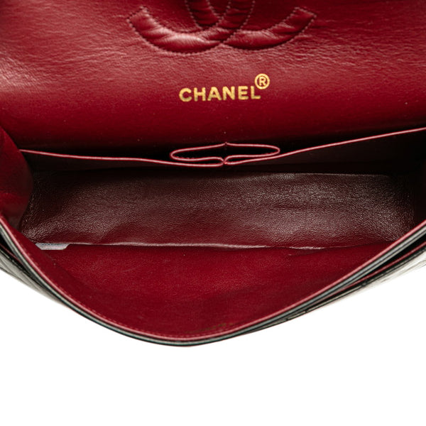 シャネル マトラッセ25 ココマーク ダブルフラップ チェーン ショルダーバッグ ブラック ラムスキン レディース CHANEL 【中古】