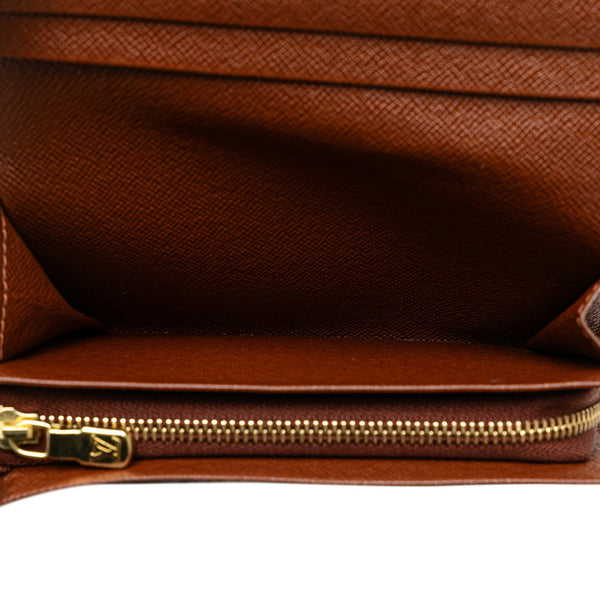 ルイ ヴィトン モノグラム ポルトフォイユ トレゾール 二つ折り財布 M61736 ブラウン PVC レザー レディース LOUIS VUITTON 【中古】