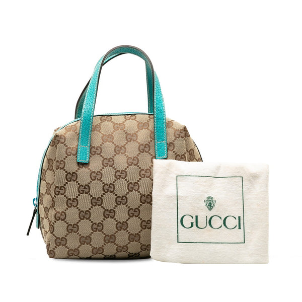 グッチ GGキャンバス ミニハンドバッグ 124542 ベージュ ブルー キャンバス レザー レディース GUCCI 【中古】