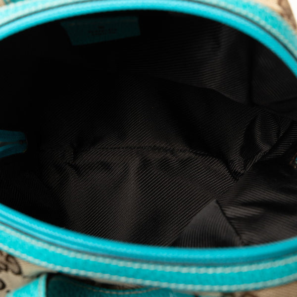 グッチ GGキャンバス ミニハンドバッグ 124542 ベージュ ブルー キャンバス レザー レディース GUCCI 【中古】