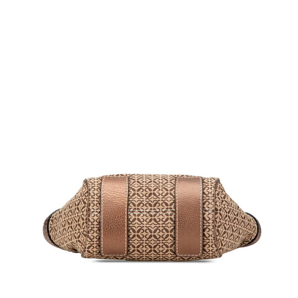 ロエベ ニューロードライン ハンドバッグ ベージュ ブラウン キャンバス レザー レディース LOEWE 【中古】