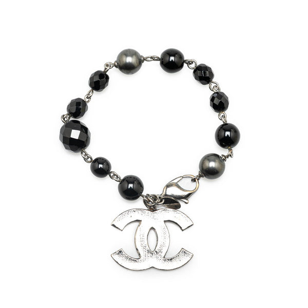 シャネル ココマーク ブレスレット シルバー ブラック メタル フェイクパール ビーズ レディース CHANEL 【中古】