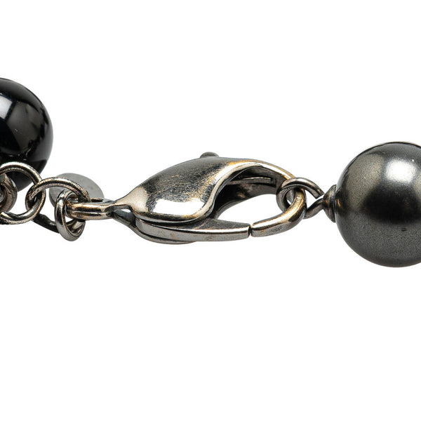 シャネル ココマーク ブレスレット シルバー ブラック メタル フェイクパール ビーズ レディース CHANEL 【中古】